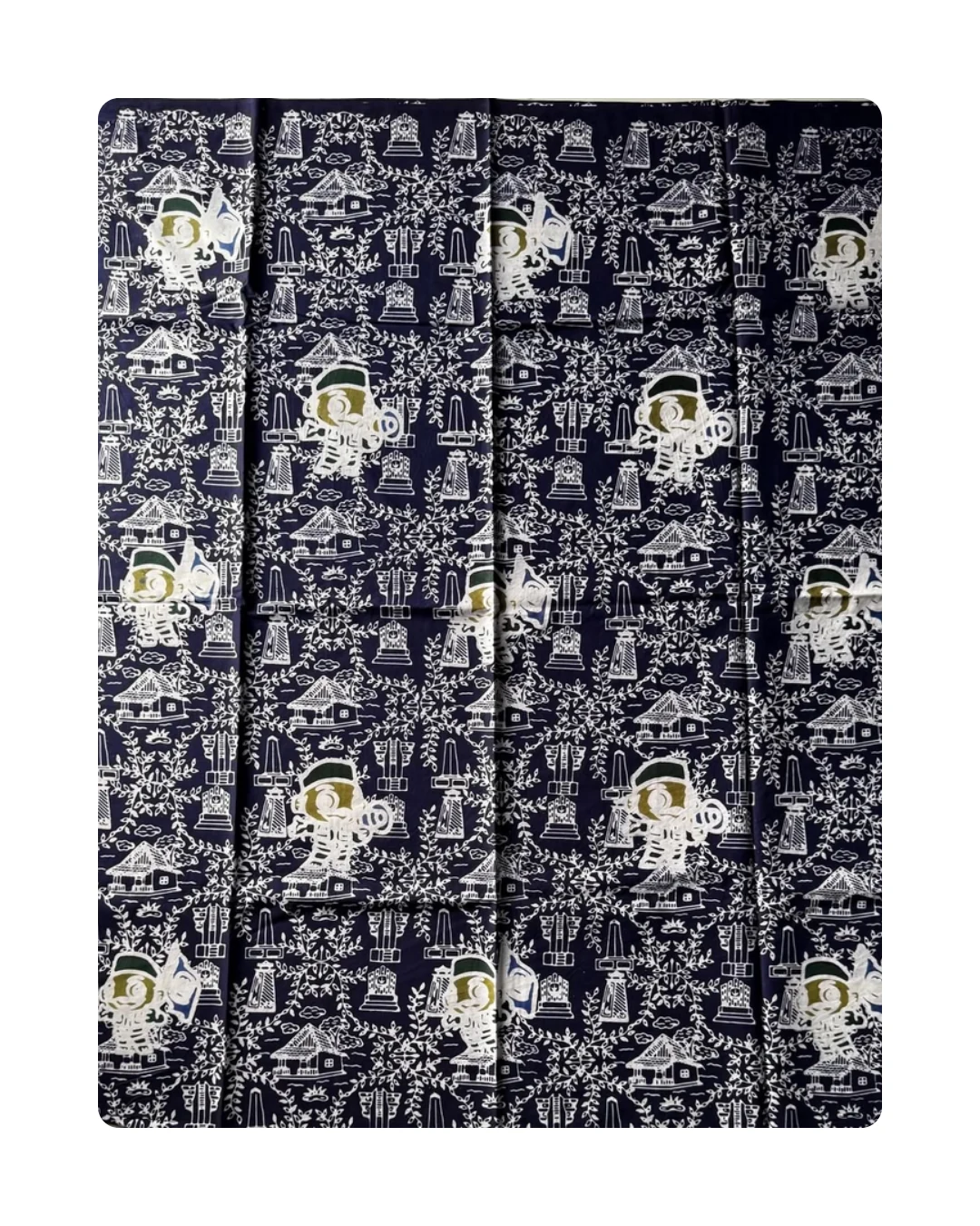 Kain batik navy motif Tugu Patriot